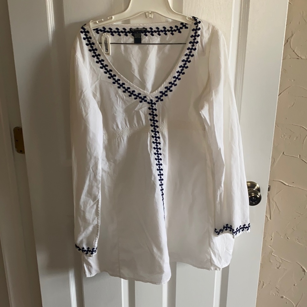 Lucky Brand Linen Tunic with Blue Accent